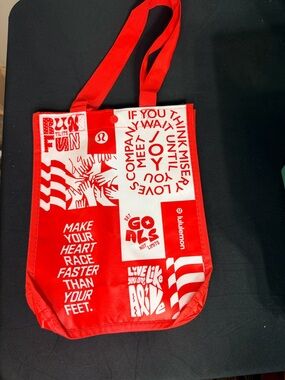 lululemon athletica Red and White Graphic Tote